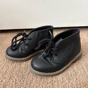 Kids Black Lace-Up Ankle Boots